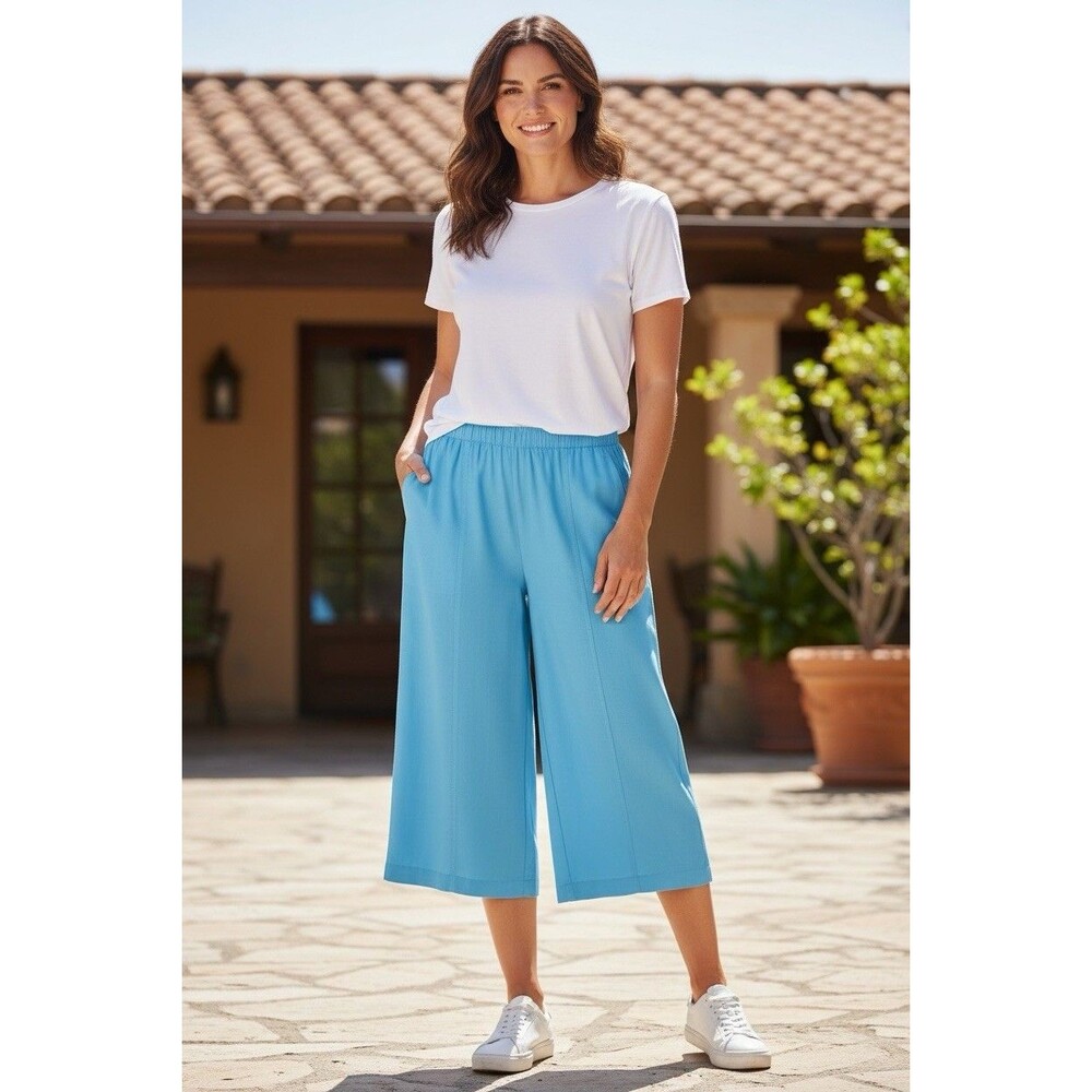 Kim Rogers Comfortable Waist Women’s Size 16P Average Light Blue Pull On Capri